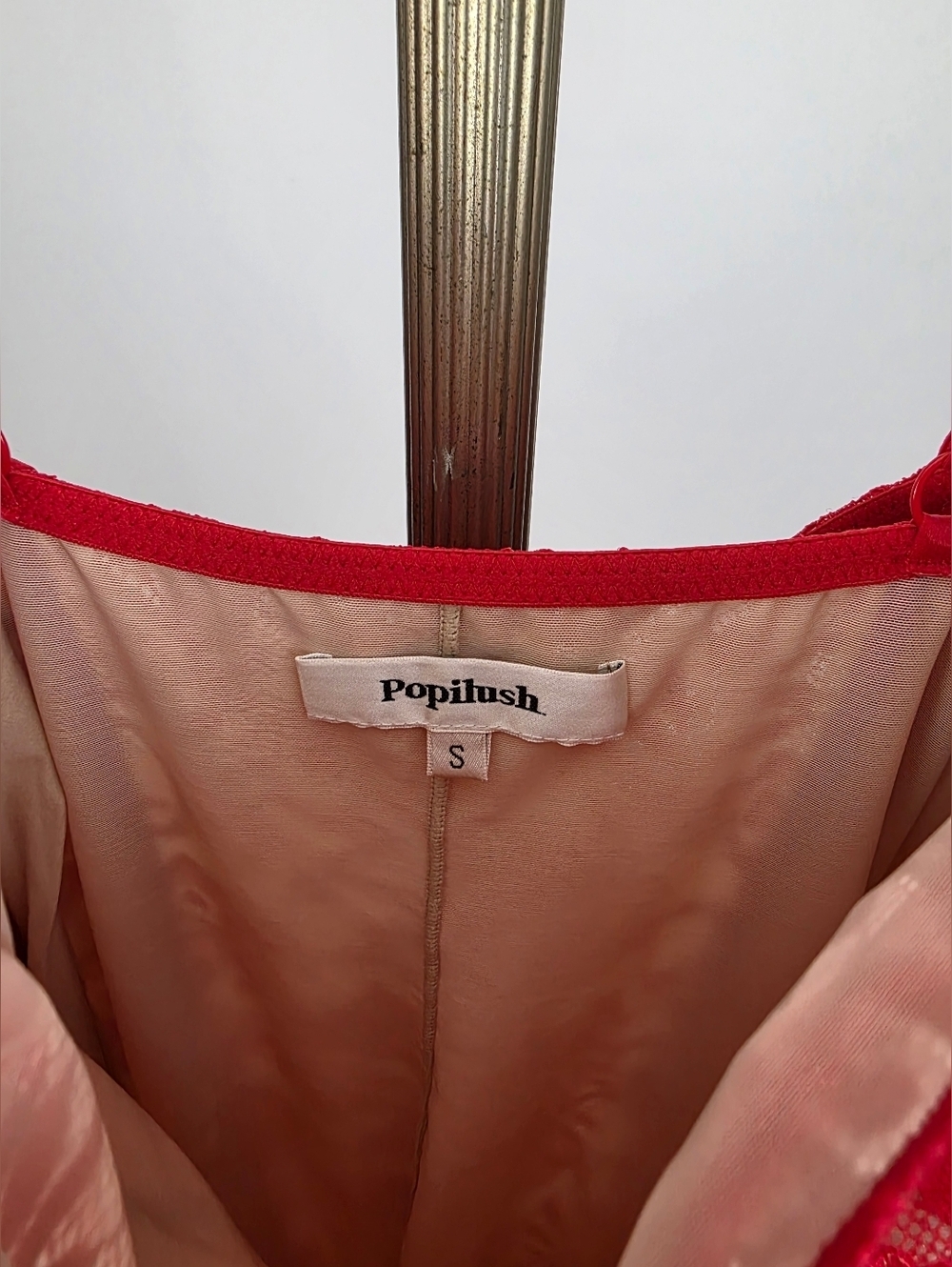 Popilush Women's Burgundy Lace V Neck Bodycon Cocktail Midi Dress Size Small - Picture 9 of 12